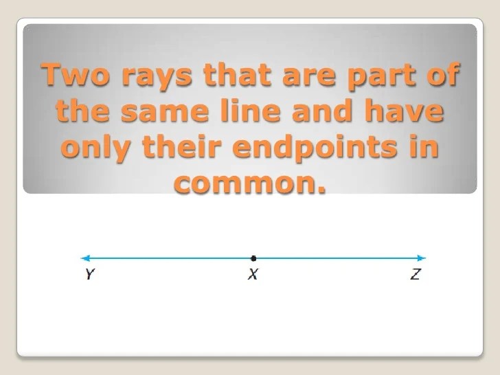 A pair of opposite rays that both contain r